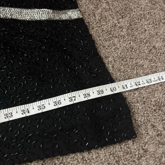 VTG 80s Saks Fifth Avenue Black Silk Beaded Nights Cocktail Bow Dress S Holiday - Picture 9 of 14